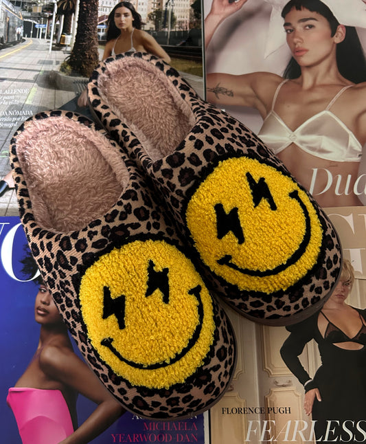 Leopard smiley slippers