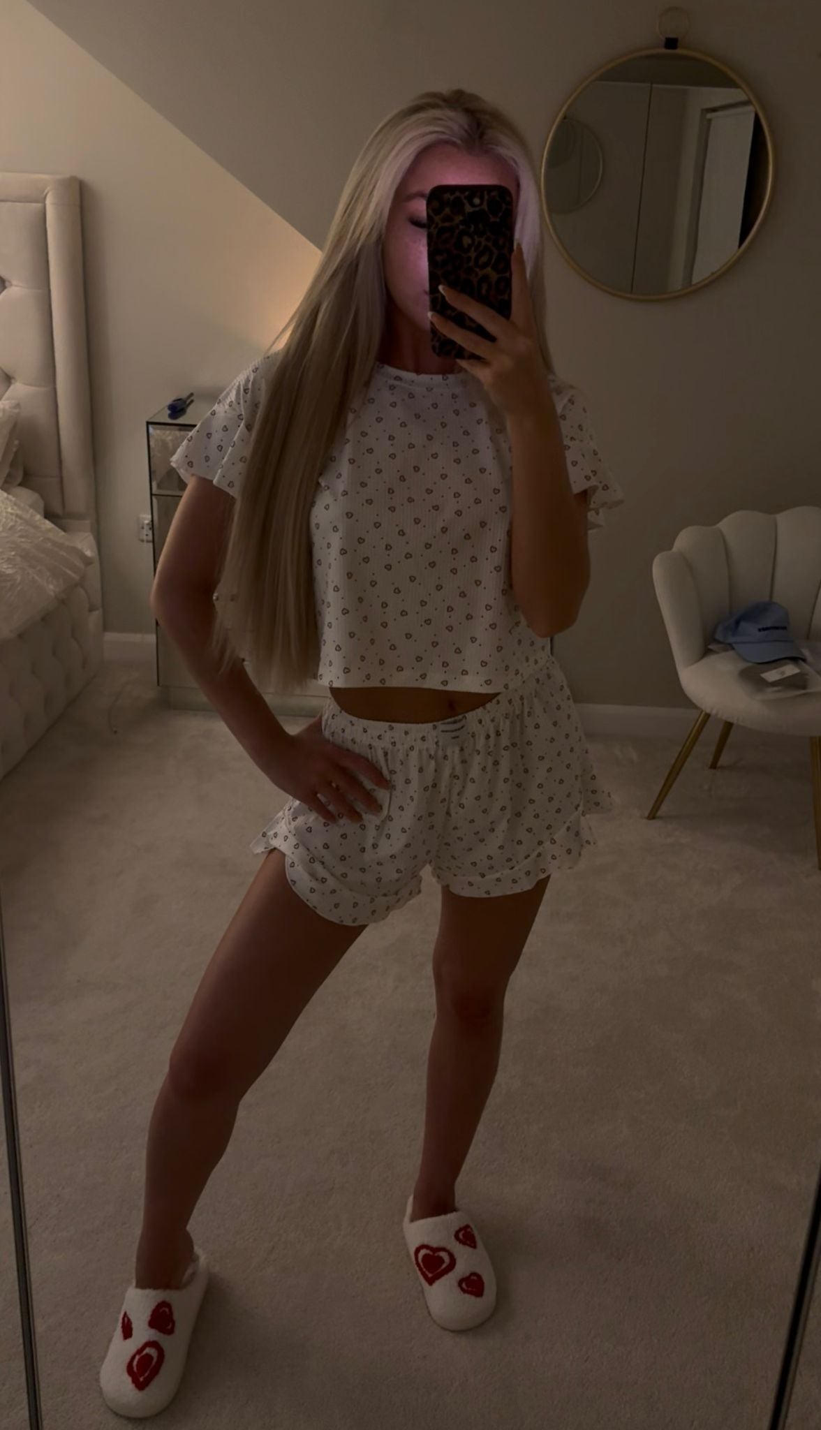 Cream heart pjs