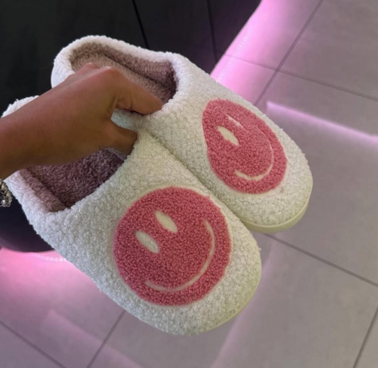 Pink smiley slippers